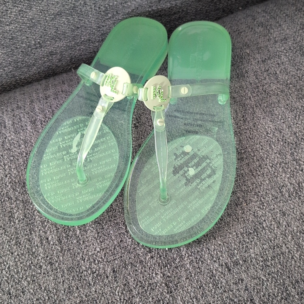 Karl Lagerfeld Mint Clear Jelly Thong Sandals - Picture 10 of 10